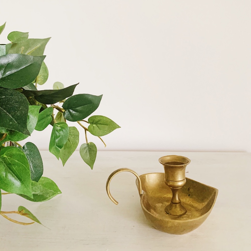 heart shaped brass candle holder